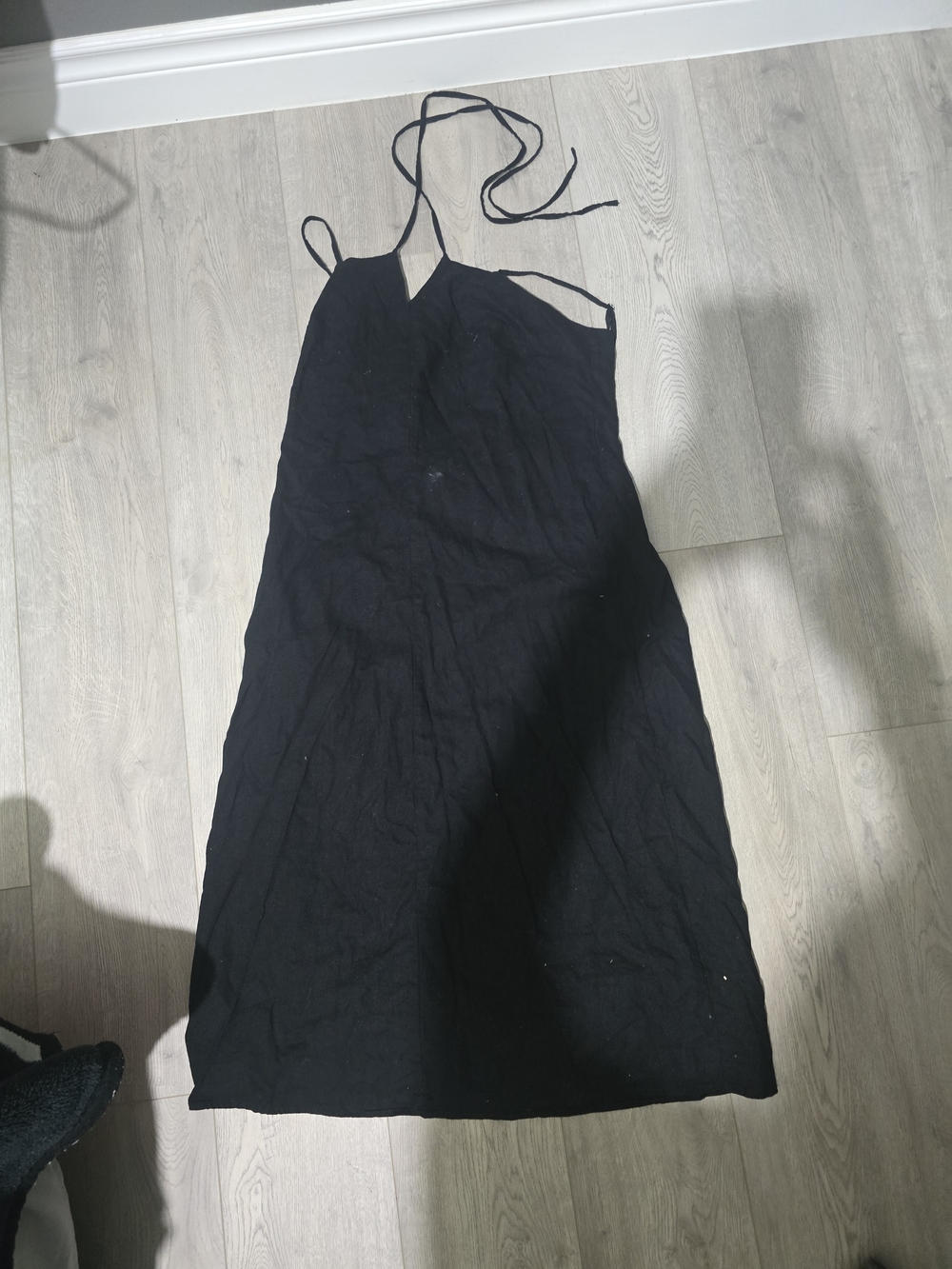 Universal Thread Black Midi Slip Dress with Tie Straps